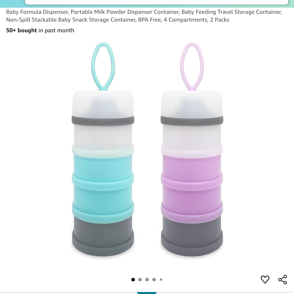 Stackable Baby Formula Dispenser in Blue and Purple